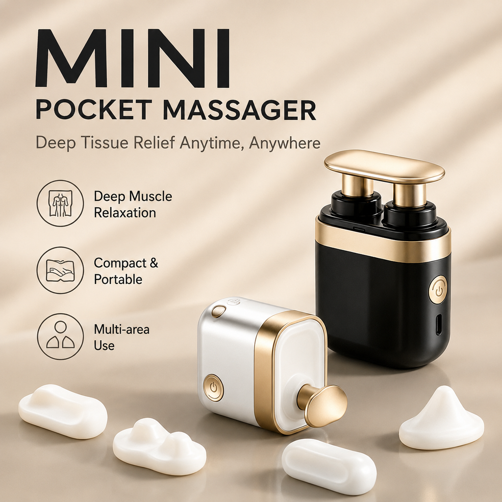 POPFUN Mini Massage Gun – 2-in-1 Fascia Gun & Scraper