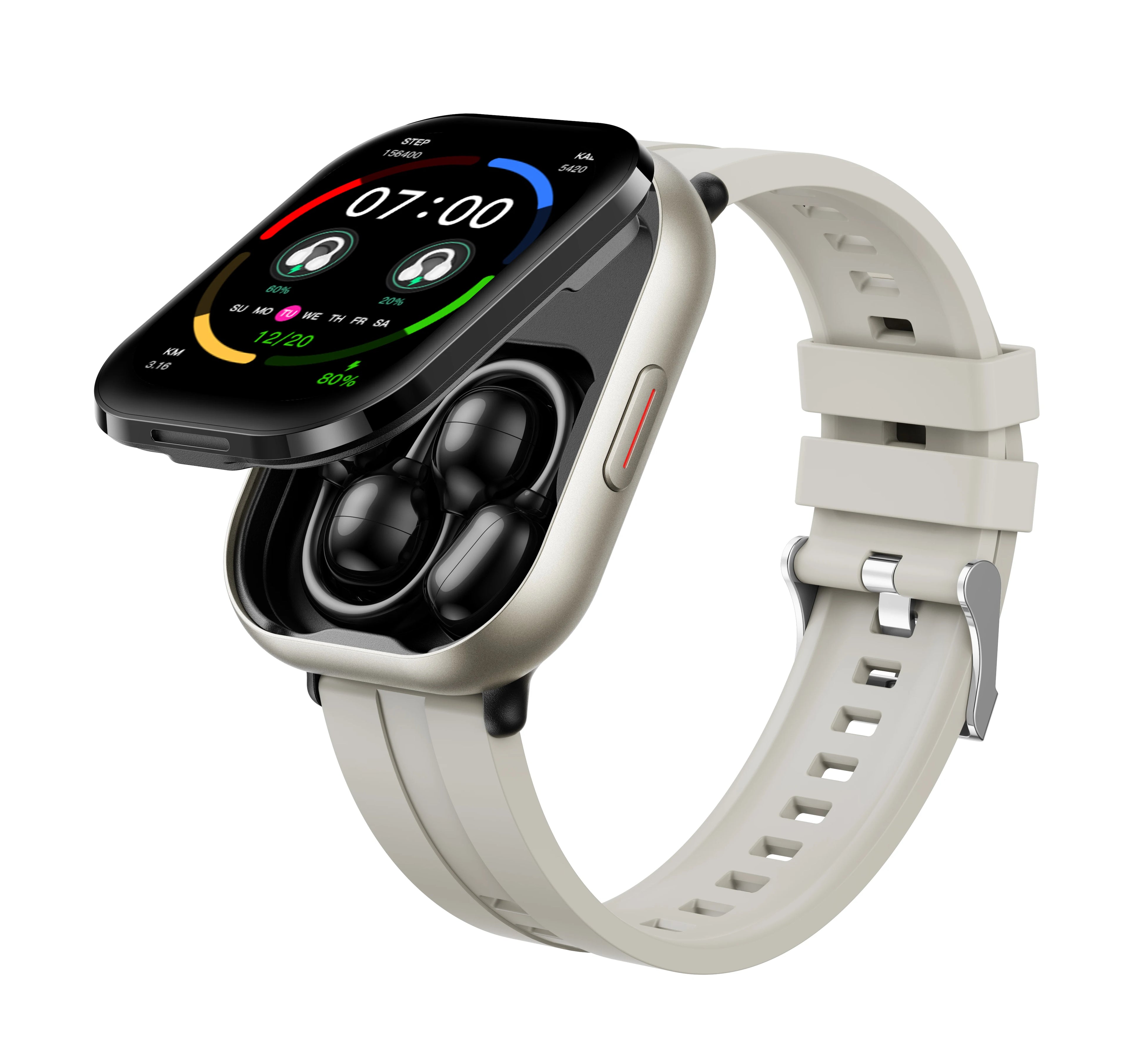 D12 2-in-1 Men's Sports Smartwatch with Built-in Earphones & Heart Rate Monitor