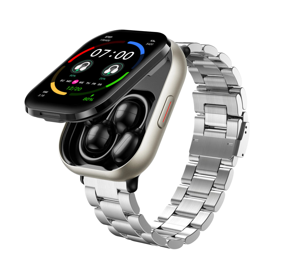 D12 2-in-1 Men's Sports Smartwatch with Built-in Earphones & Heart Rate Monitor