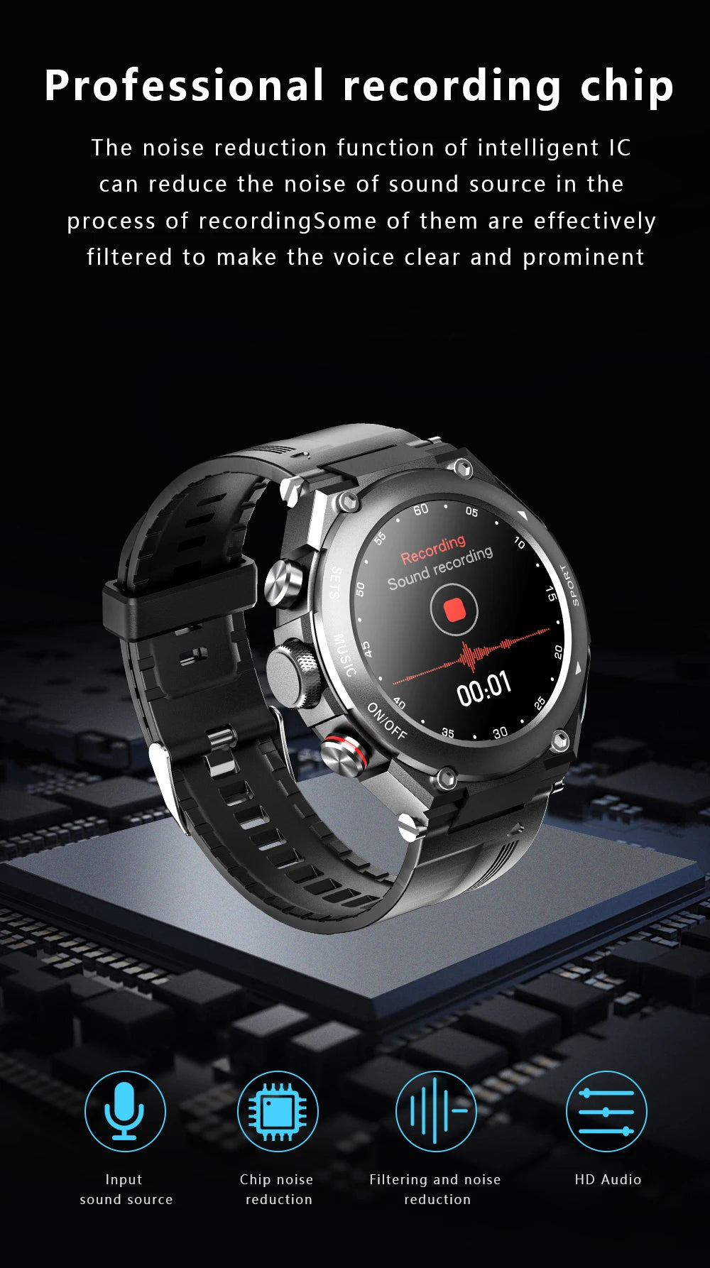 T92 Men's Smartwatch with TWS Earphones – IP68, Body Temperature, Heart Rate & Blood Oxygen Monitor