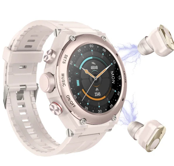 T92 Men's Smartwatch with TWS Earphones – IP68, Body Temperature, Heart Rate & Blood Oxygen Monitor