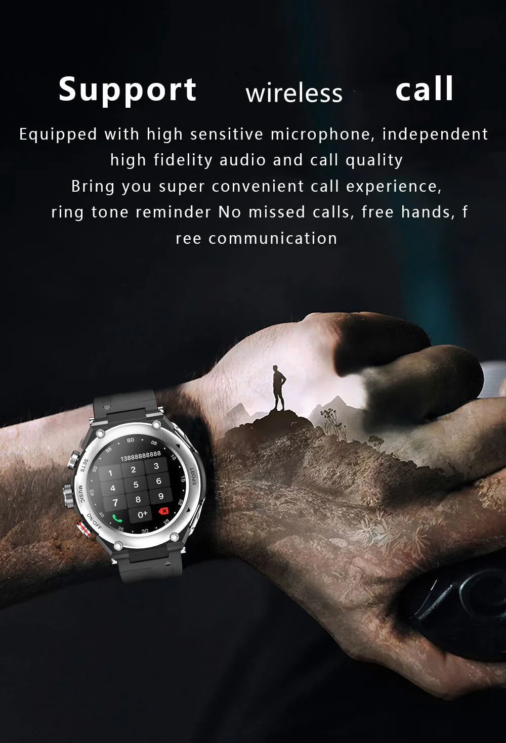 T92 Men's Smartwatch with TWS Earphones – IP68, Body Temperature, Heart Rate & Blood Oxygen Monitor