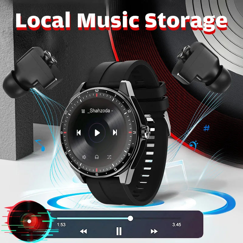 T23 2-in-1 Smartwatch & TWS Earbuds – IP68 Waterproof IPS Display with Music & Call Control