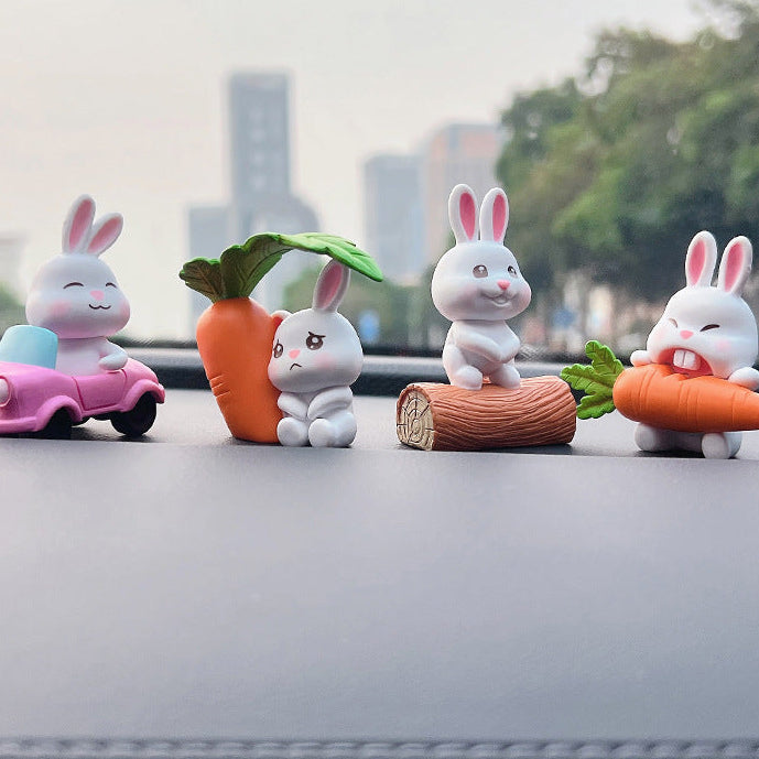Cute Bunny Figurine – Kawaii PVC Rabbit Doll for Car, Cake & Micro-Landscape