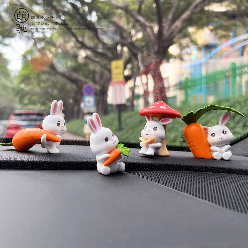 Cute Bunny Figurine – Kawaii PVC Rabbit Doll for Car, Cake & Micro-Landscape