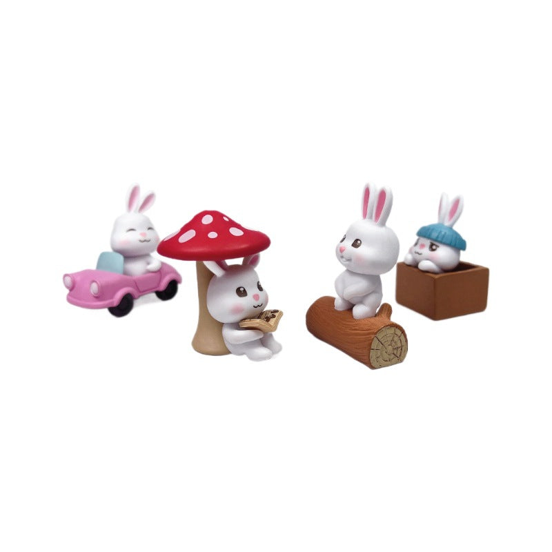 Cute Bunny Figurine – Kawaii PVC Rabbit Doll for Car, Cake & Micro-Landscape