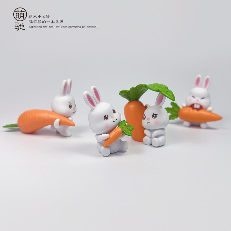 Cute Bunny Figurine – Kawaii PVC Rabbit Doll for Car, Cake & Micro-Landscape