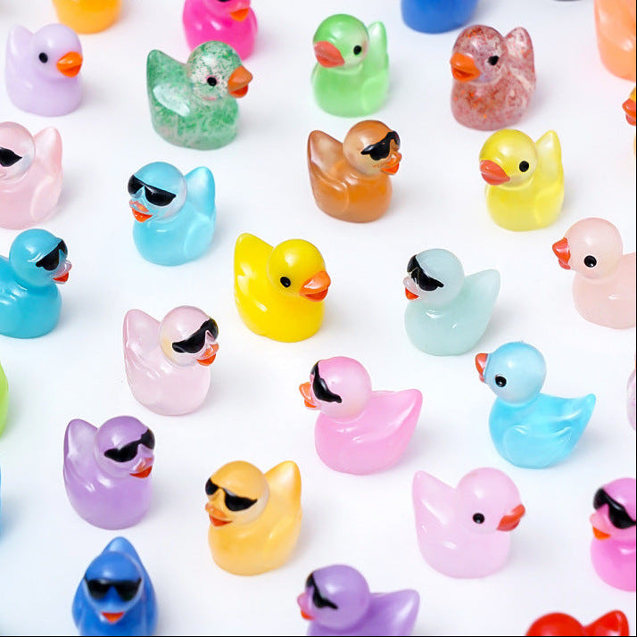 10 PCS Glowing Duck Sunglasses Ornament – Cute DIY Desktop & Car Decoration