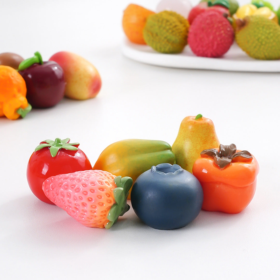 Mini Fruit Blind Bag Ornament – Simulation Peach & Lotus Mist Food Play Decor