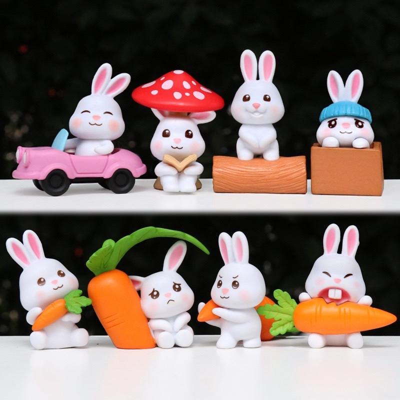 Cute Bunny Figurine – Kawaii PVC Rabbit Doll for Car, Cake & Micro-Landscape