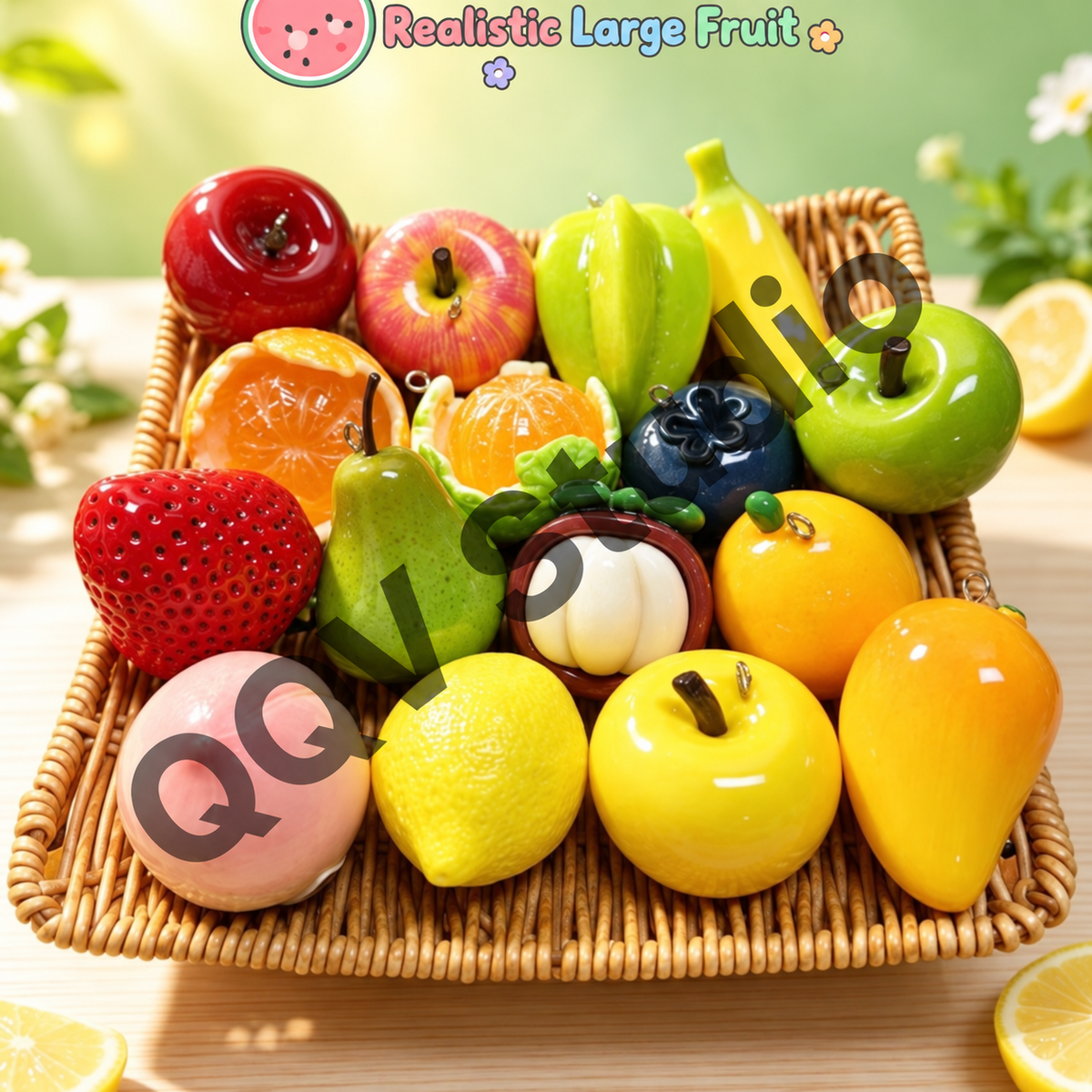 Oversized 3D Painted Fruit Series Resin Keychain Charm | DIY Blind Box Car & Bag Pendant